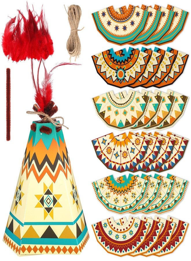 WinnerWhy 24 Pcs Native American Tee Pee Crafts Kits for Kids Make Your Own Teepee Crafts DIY Native American Month Tent Decoration Craft Kit Tee Pee DIY Crafts School Culture Celebration Activities - Image 1